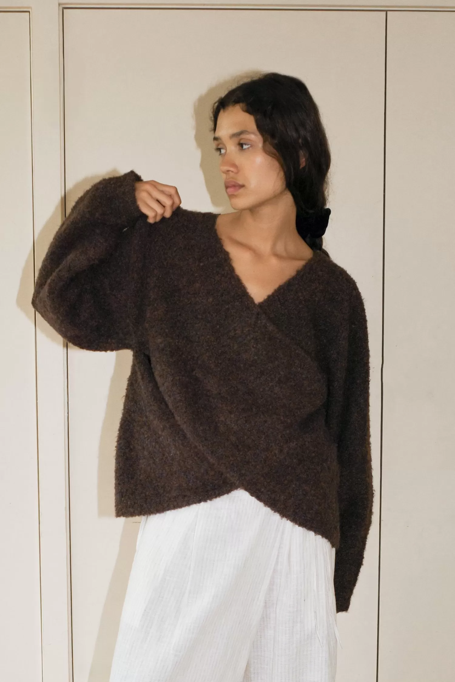 Outerwear | Tops-Deiji Studios Crossover Top BrownMulti