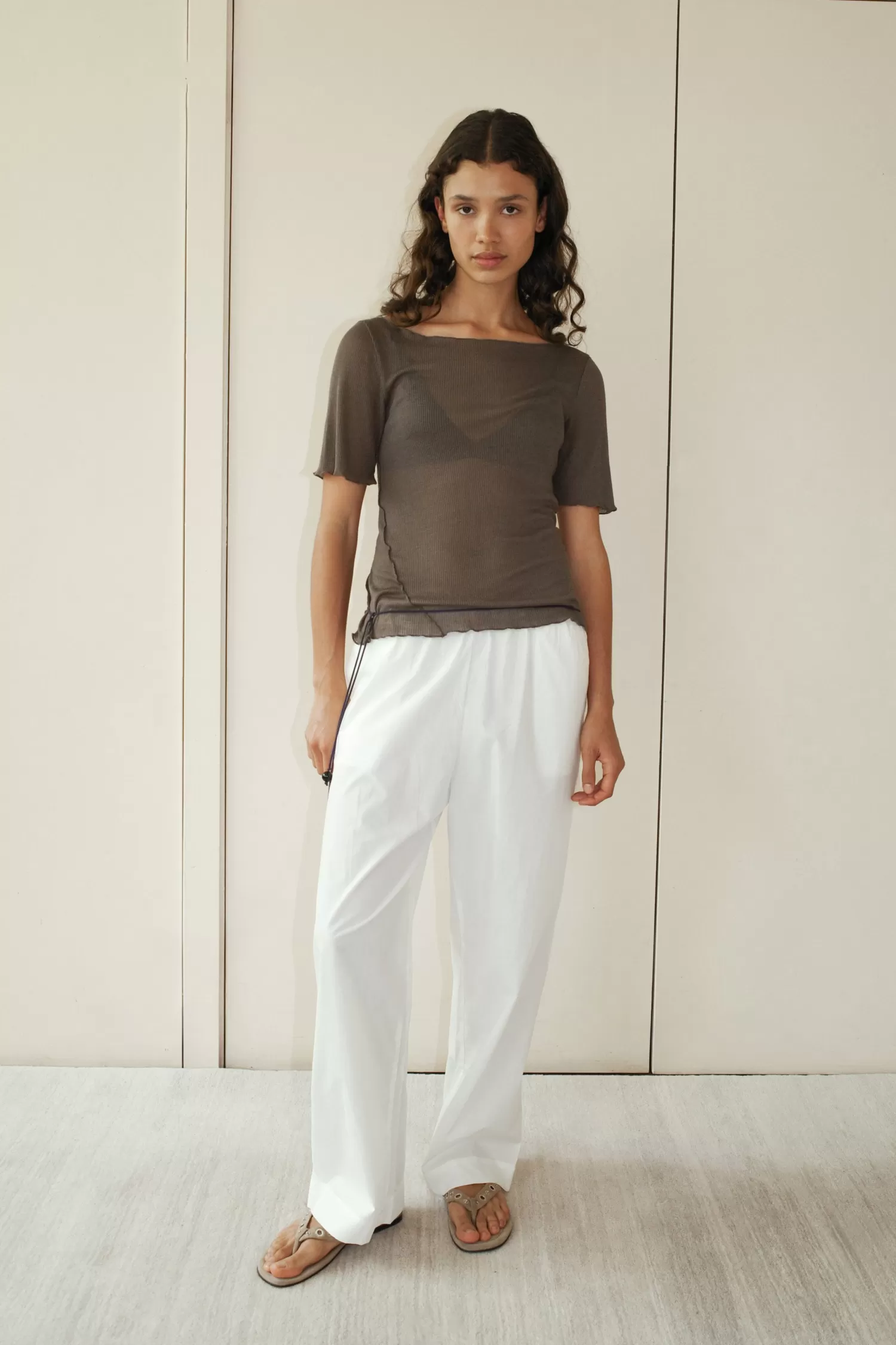 Bottoms-Deiji Studios Ease Trouser White