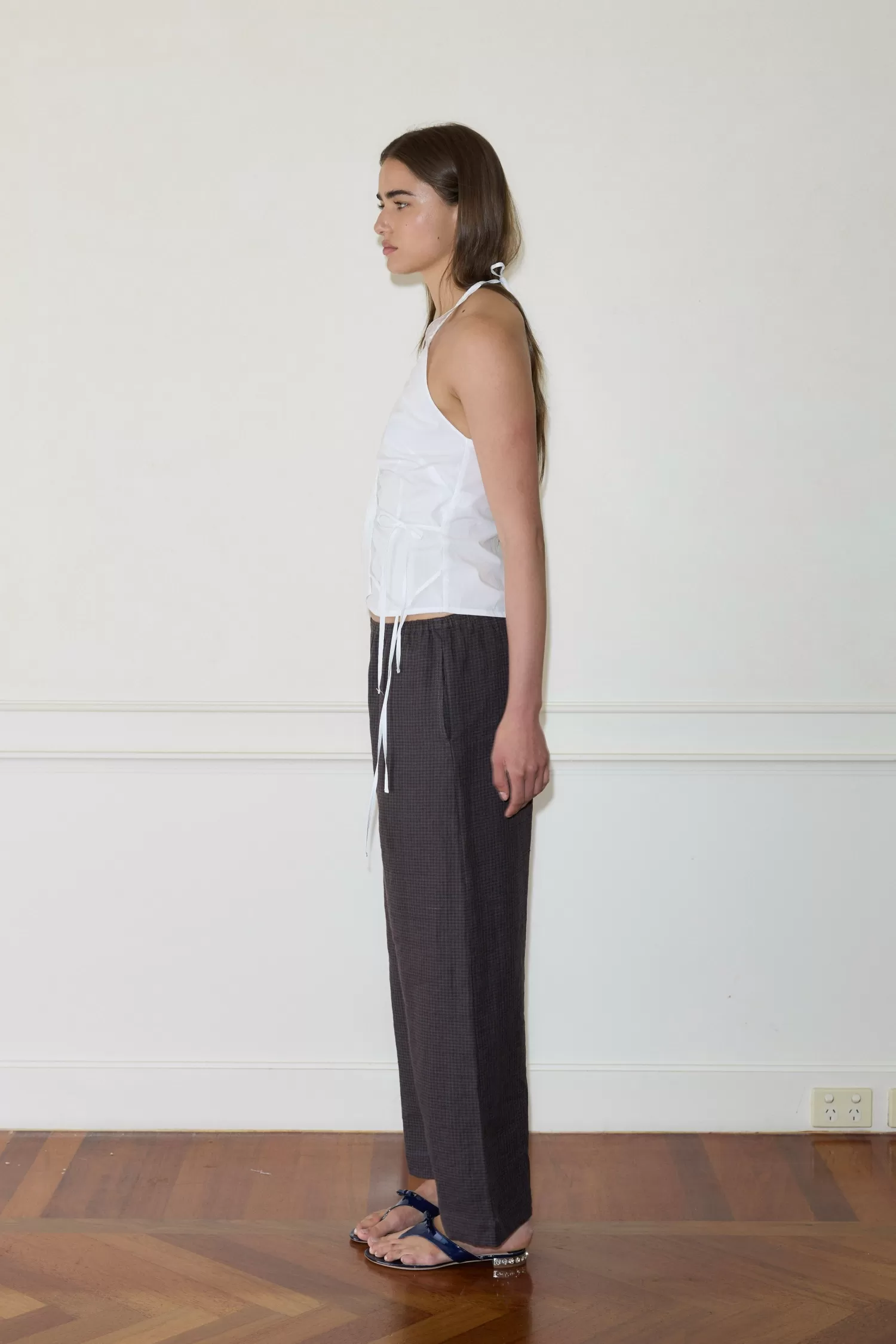 Bottoms-Deiji Studios Ease Trouser SlateCheck