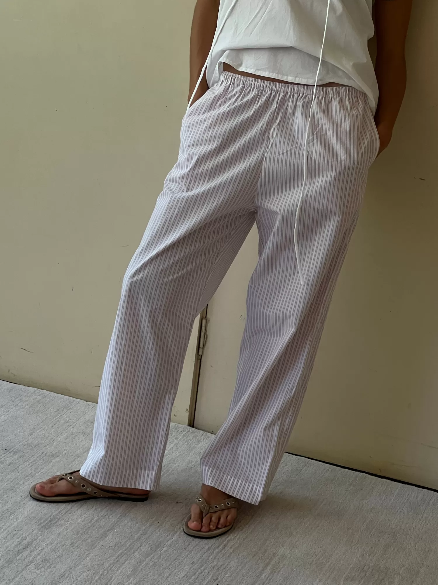 Bottoms-Deiji Studios Ease Trouser MuskStripe