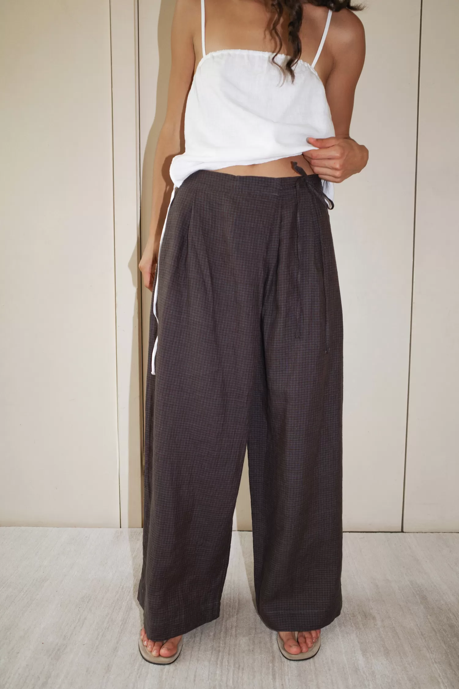 Bottoms-Deiji Studios Fold Pant SlateCheck