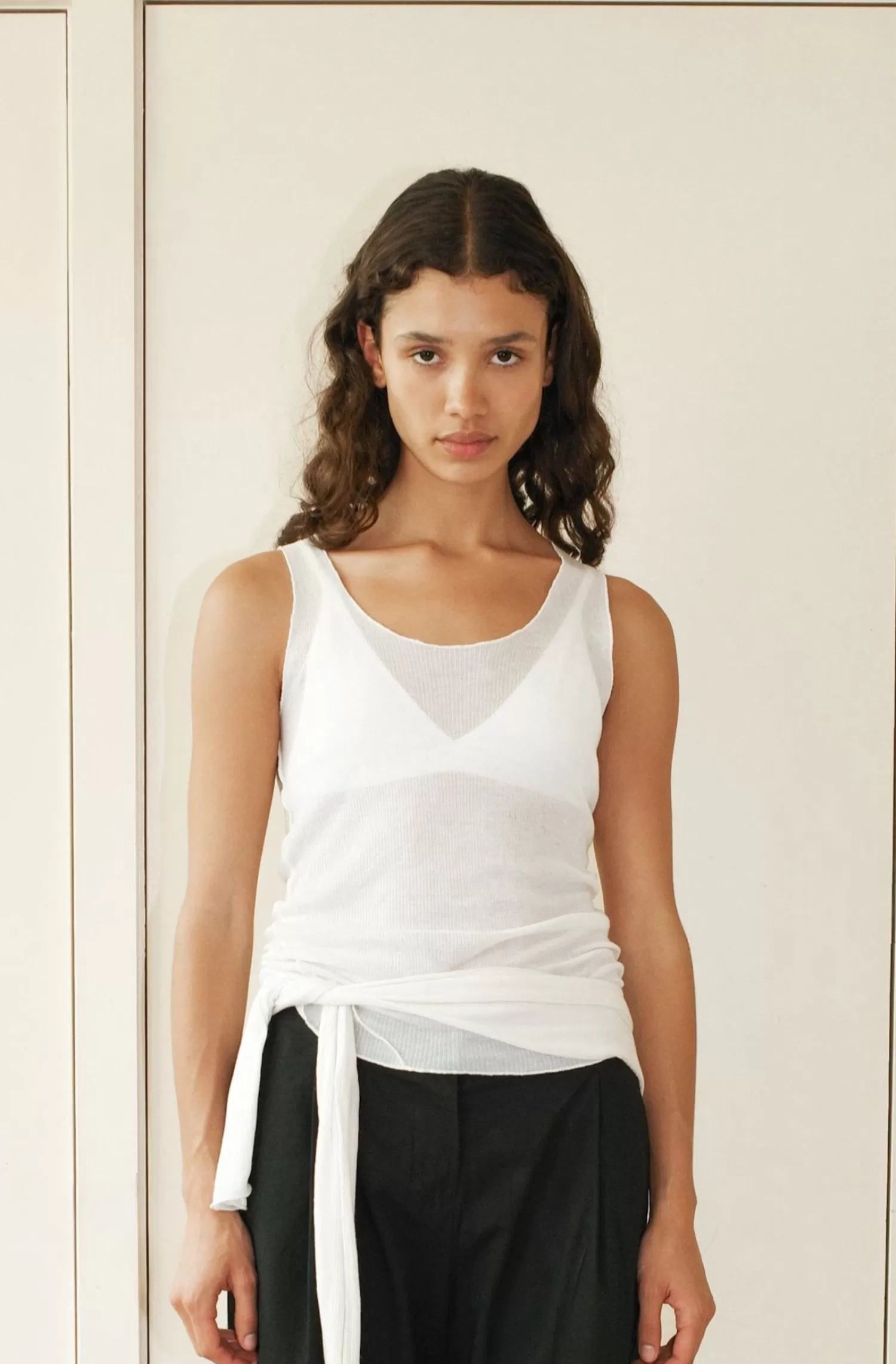 JerseySeparates | Tops-Deiji Studios Knit Tank OffWhite