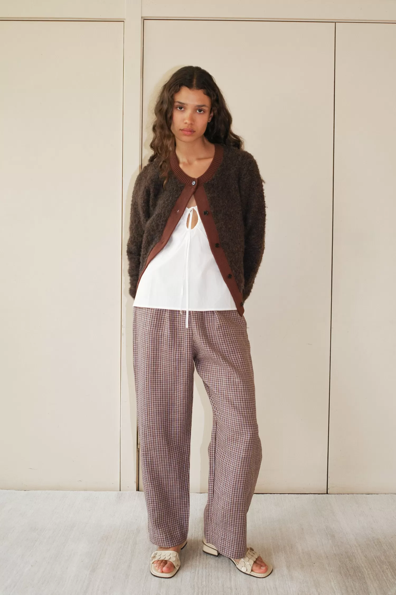 Outerwear | Tops-Deiji Studios Looped Cardigan BrownMulti