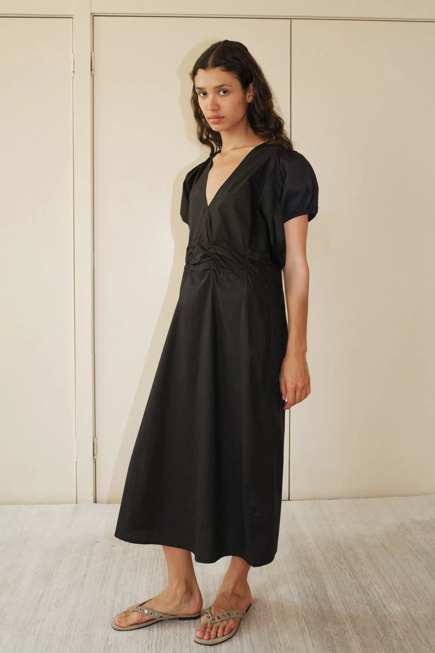 Dresses-Deiji Studios Pinched Dress Black