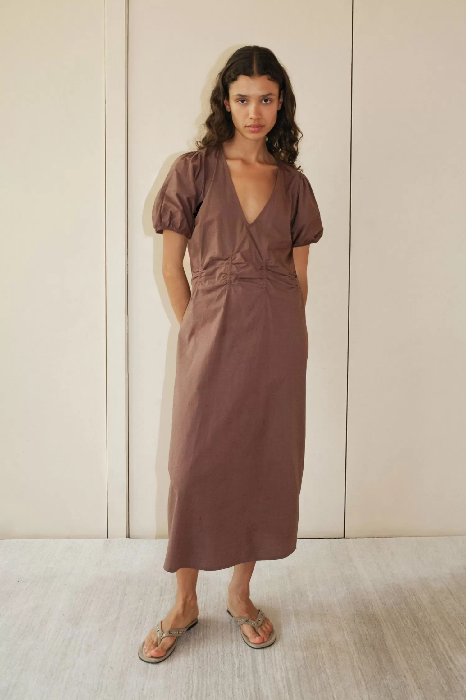 Dresses-Deiji Studios Pinched Dress Cedar