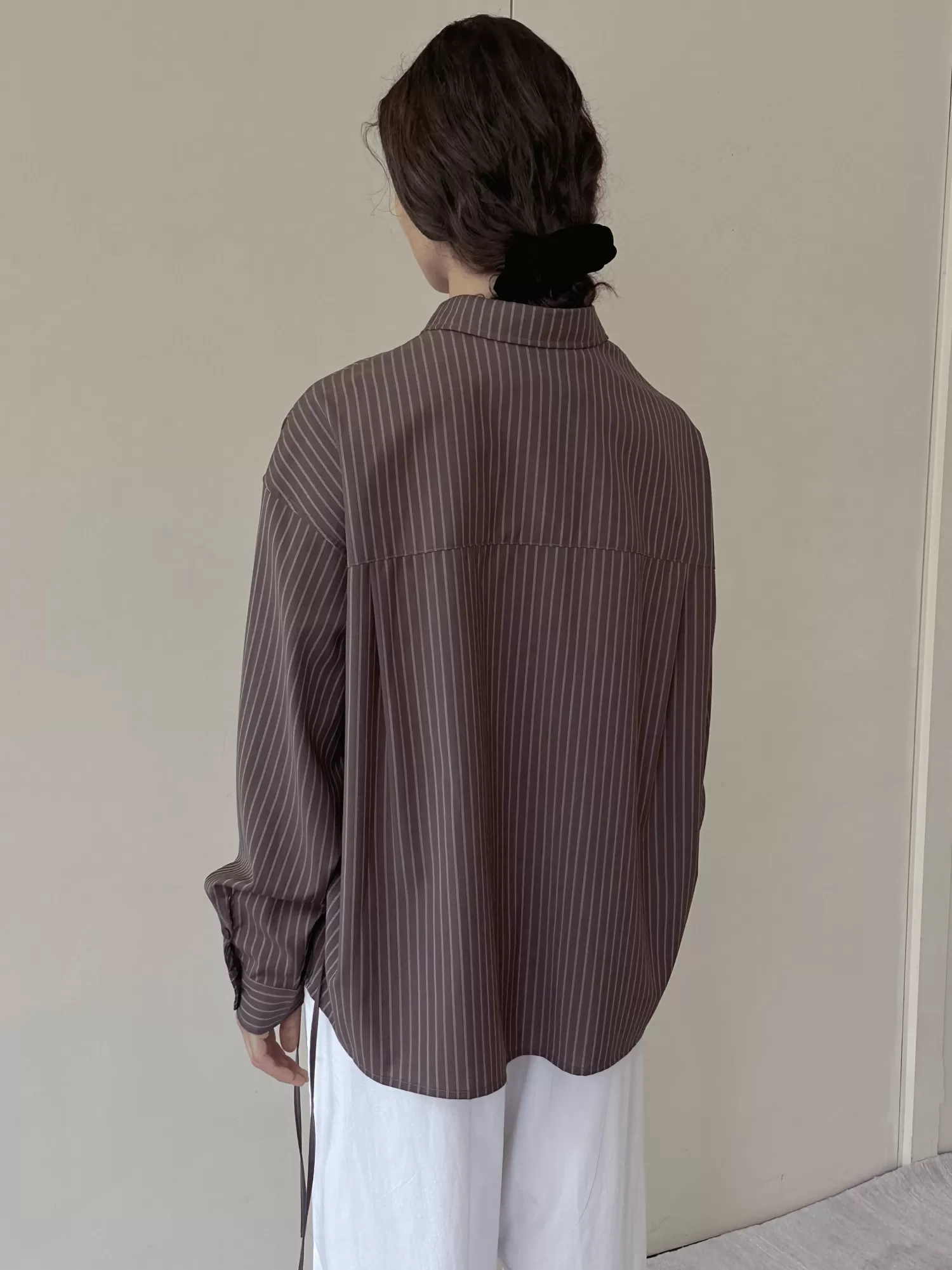 Tops-Deiji Studios Pocket Wool Shirt SableStripe