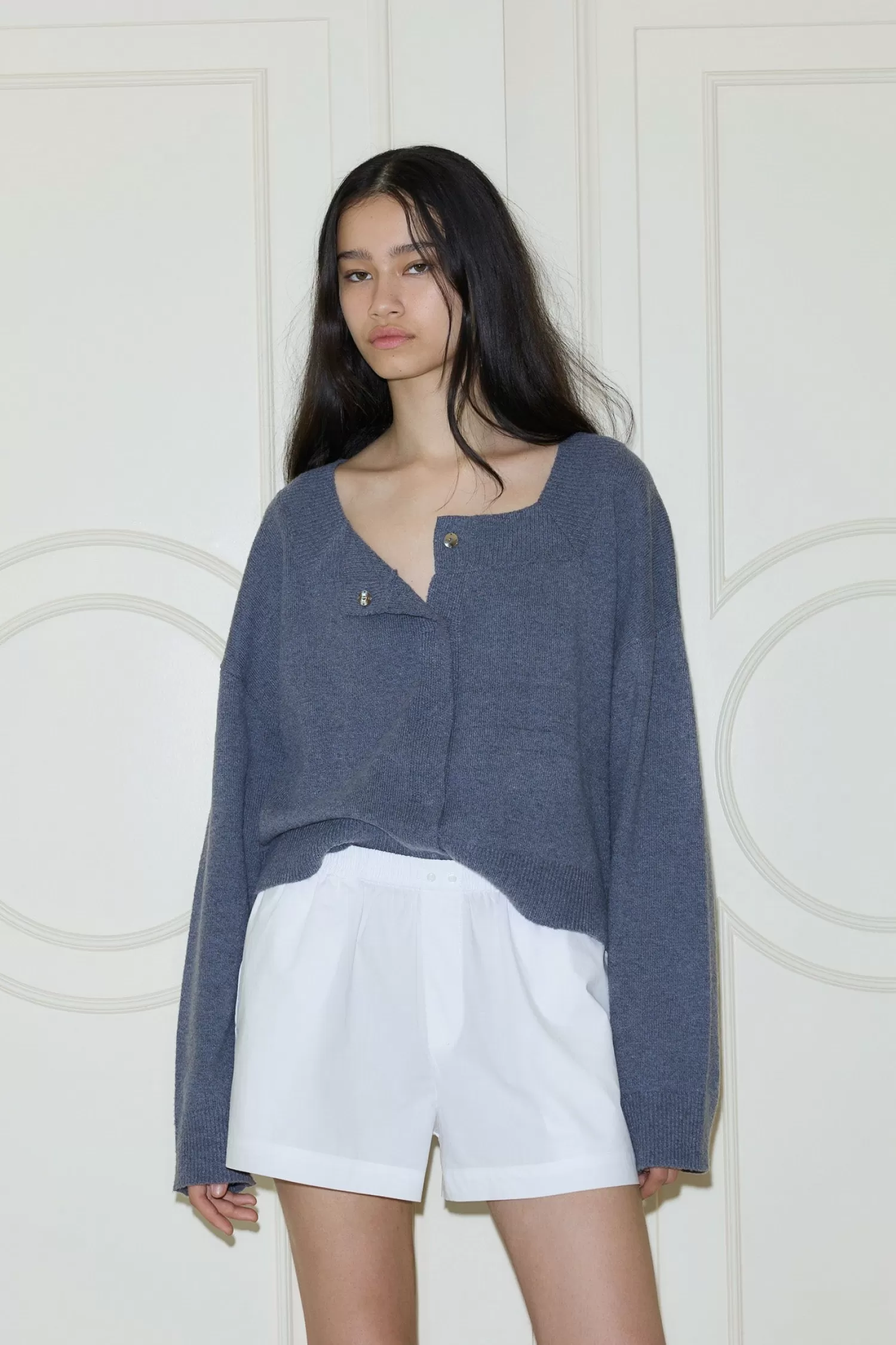 Outerwear | Tops-Deiji Studios Press Cardigan HazeBlue