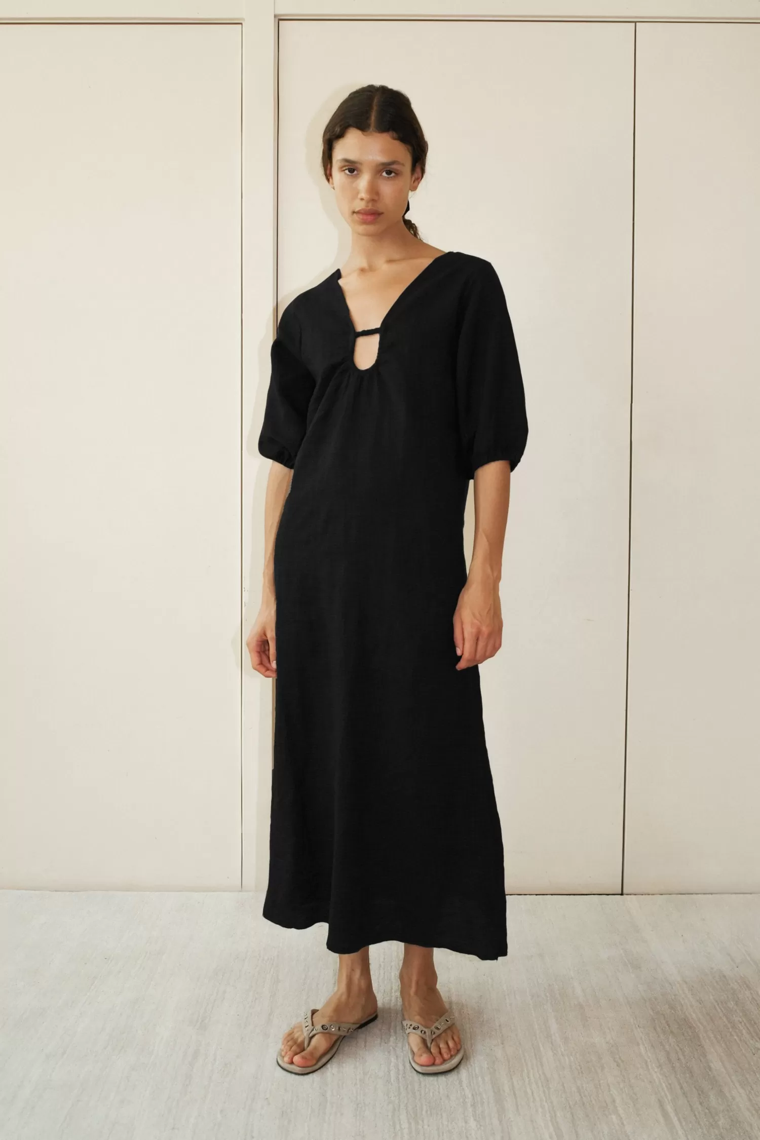 Dresses-Deiji Studios Squared Dress Black