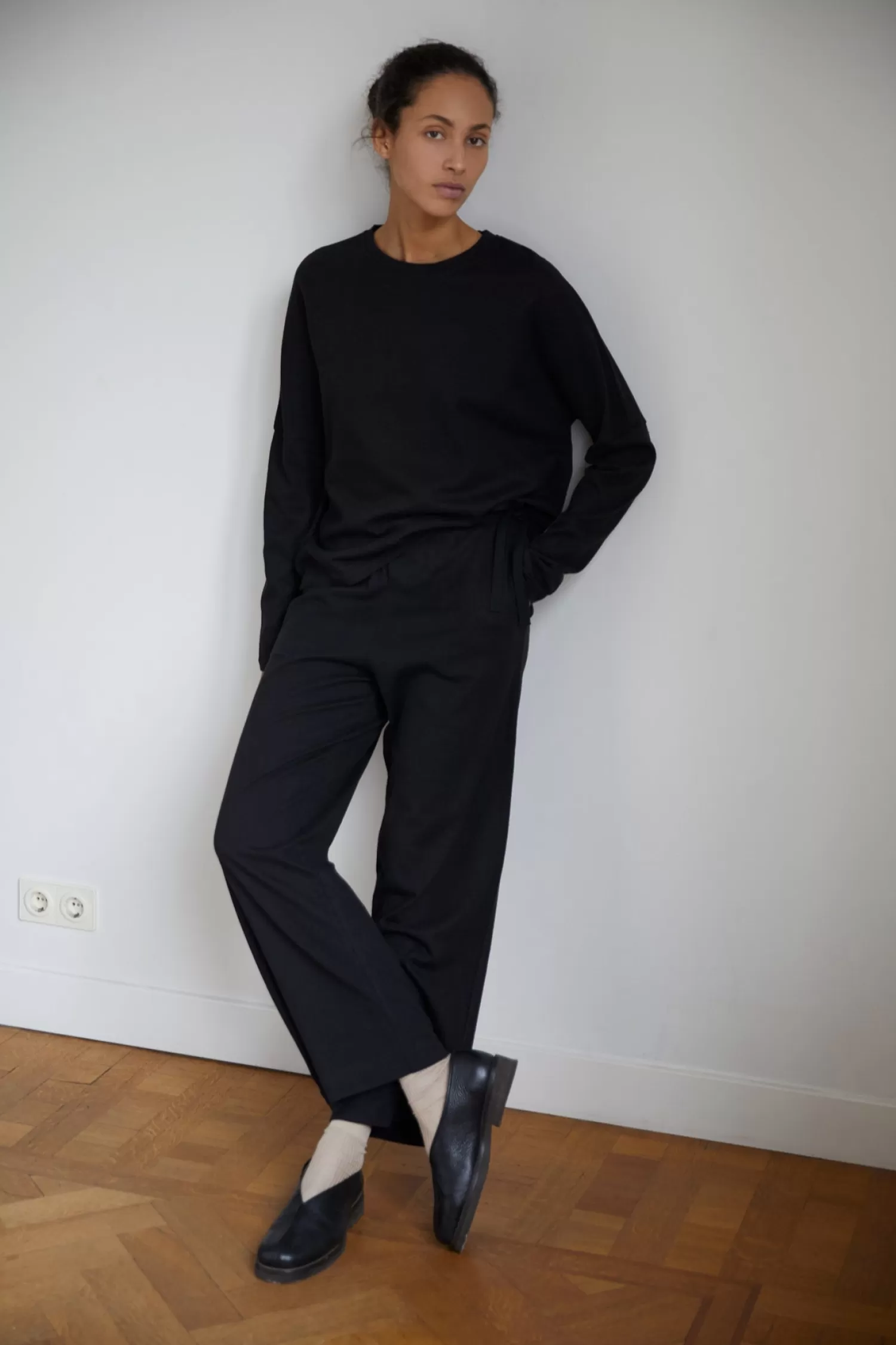 JerseySeparates | Tops-Deiji Studios the long sleeve jersey top black